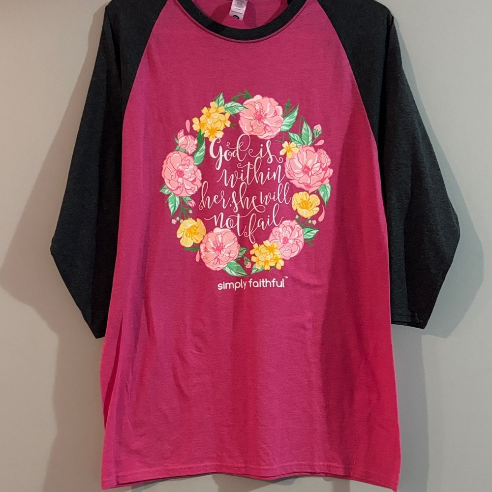 Simply Faithful Pink and Black Floral Long Sleeve Tee
